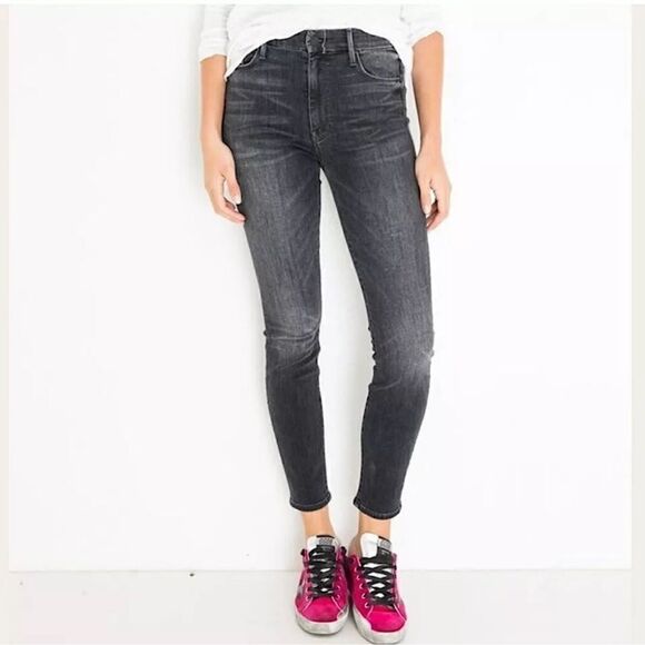 Mother High Waisted Looker Ankle Leave The Light On Black Denim size 25 - Picture 1 of 13